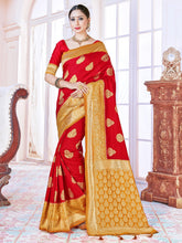 Red Banarasi Art Silk Woven Saree